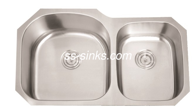 Large Double Bowl Stainless Steel Sink , Kitchen Sink Stainless Steel Drop In Double Bowl