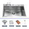 حوض المطبخ المصنوع يدويًا 18 مقاسًا مع وضع الصرف الخلفي