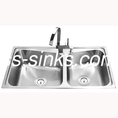 SUS304 الفولاذ المقاوم للصدأ حوض مزدوج حوض قطرة في المطبخ مع الملحقات