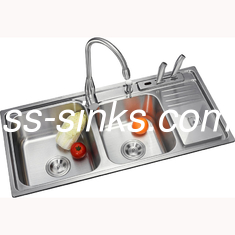مقاومة الصدأ SS Kitchen Sink Double Bowl Drop في 920 * 450mm