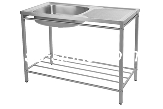 حوض مطبخ غير قابل للصدأ مصقول ذاتي الحواف للفندق مع حامل 100 سم