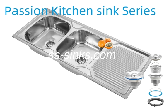 حوض مطبخ من الفولاذ المقاوم للصدأ بحجم 1200 × 500 مم مع واجهة أمامية، بسماكة 0.6 مم / 0.8 مم / 1.0 مم وحجم المنتج