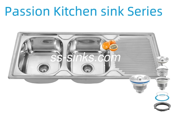 حوض مطبخ من الفولاذ المقاوم للصدأ بحجم 1200 × 500 مم مع واجهة أمامية، بسماكة 0.6 مم / 0.8 مم / 1.0 مم وحجم المنتج