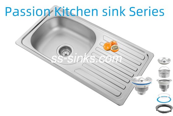 33 × 22 بوصة حوض المطبخ مع الصلب المقاوم للصدأ 18/10 الكروم / النيكل والملحقات Colander