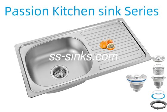 33 × 22 بوصة حوض المطبخ مع الصلب المقاوم للصدأ 18/10 الكروم / النيكل والملحقات Colander