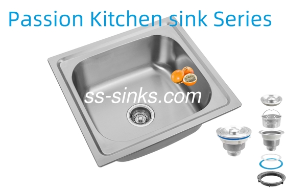 1 وعاء غسيل المطبخ المرفق مع 18/10 الكروم / النيكل الفولاذ المقاوم للصدأ تصميم مستطيل